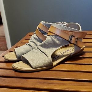 Blowfish canvas sandals with leather accent buckle